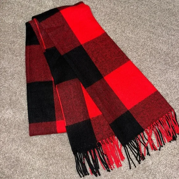 J. Crew Red and Black Scarf - Picture 3 of 4